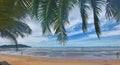 sea, sandy beach, coconut trees  A cool breeze blows during the holidays. Royalty Free Stock Photo