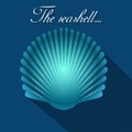 Sea scallop seashell blue icon. Vector. Royalty Free Stock Photo