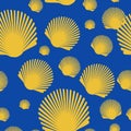 Sea scallop seashell semless pattern. Vector. Royalty Free Stock Photo