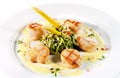 Sea Scallop with Zucchini Spaghetti Royalty Free Stock Photo