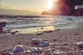 Sea sunset. Sea scape with rocks, long exposure Royalty Free Stock Photo
