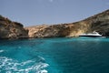 A beautiful sea scene of the mediterranean sea and sea rock. Royalty Free Stock Photo