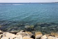 Sea scenery of turquoise water with rock