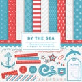 By the sea - scrapbooking kit. Royalty Free Stock Photo