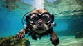 sea scuba diving dog Royalty Free Stock Photo