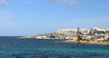 Sea, seafront, promenade, hotels, Bugibba, Malta Royalty Free Stock Photo