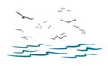 Sea with seagulls. Royalty Free Stock Photo