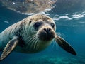 A sea seal under the water got