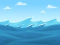 Sea seamless game. Blue liquid surface of ocean or river vector 2d seamless landscape