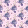 Sea Seamless Pattern colorful vector MERMAID