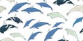 Sea seamless pattern marine mammals