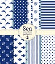 Sea seamless patterns. Vector collection. Royalty Free Stock Photo