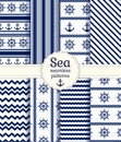 Sea seamless patterns. Vector collection. Royalty Free Stock Photo