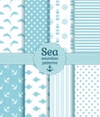 Sea seamless patterns. Vector collection. Royalty Free Stock Photo