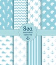 Sea seamless patterns. Vector collection. Royalty Free Stock Photo