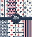 Sea seamless patterns. Vector collection. Royalty Free Stock Photo