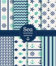 Sea seamless patterns. Vector collection. Royalty Free Stock Photo