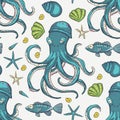 Sea seamless vector pattern.