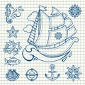 Sea set. Sea and nautical decorations.