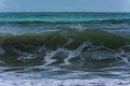 Wave near the beach a windy day