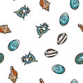 sea shell beach summer ocean vector seamless pattern Royalty Free Stock Photo