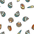 sea shell beach summer ocean vector seamless pattern Royalty Free Stock Photo