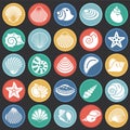 Sea Shell icons set on color circles black background for graphic and web design. Simple vector sign. Internet concept Royalty Free Stock Photo