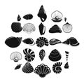 Sea shell icons set, simple style Royalty Free Stock Photo