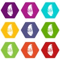 Sea shell icons set 9 vector Royalty Free Stock Photo