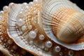 Sea shell macro. Generative ai
