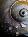 sea shell macro shot with water droplets on it. Royalty Free Stock Photo
