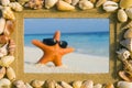 Sea Shell Sand Frame And A Starfish Royalty Free Stock Photo