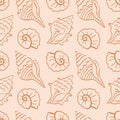 Sea shell seamless pattern. Ocean Seashell Print