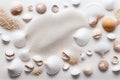 Sea Shell Texture Background, Colorful Seashell Pattern, Sea Shells on Sand, Abstract Generative AI Illustration Royalty Free Stock Photo