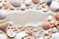 Sea Shell Texture Background, Colorful Seashell Pattern, Sea Shells on Sand, Abstract Generative AI Illustration Royalty Free Stock Photo