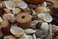 Sea shells and fireplaces for the design and mood of the good Royalty Free Stock Photo