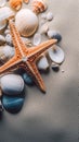 Sea shells on the sand. Starfish sea stones and seashells background. Royalty Free Stock Photo