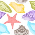 Sea Shells seamless pattern