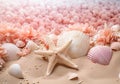 a group of shells and starfish on the beach Royalty Free Stock Photo