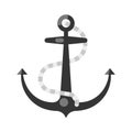 Sea ship anchor with rope icon vector flat illustration. Nautical equipment for parking marine port Royalty Free Stock Photo