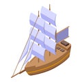 Sea ship icon isometric vector. Sail boat