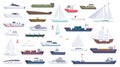 Sea ship. Travel boat boating illustrations motorboat ocean big vessel vector cartoon