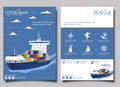 Sea shipping poster template set Royalty Free Stock Photo