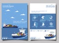 Sea shipping poster template set Royalty Free Stock Photo