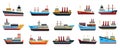 Sea ships and boats mega set in flat design. Vector illustration isolated Royalty Free Stock Photo