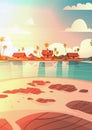 Sea Shore Beach With Villa Hotel Beautiful Sunset Seaside Landscape Summer Vacation Concept Royalty Free Stock Photo