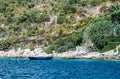 Sea shore with little boat in Maslinica, Solta, Croatia