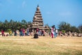 Seashore temple visitors in Mahabalipuram