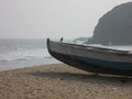 Sea side view boat mountain near sea