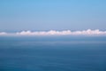 Sea, sky, beautiful structure of clouds, majestic landscape with seascape at calm blue water on horizon of mediterranean coast. Royalty Free Stock Photo